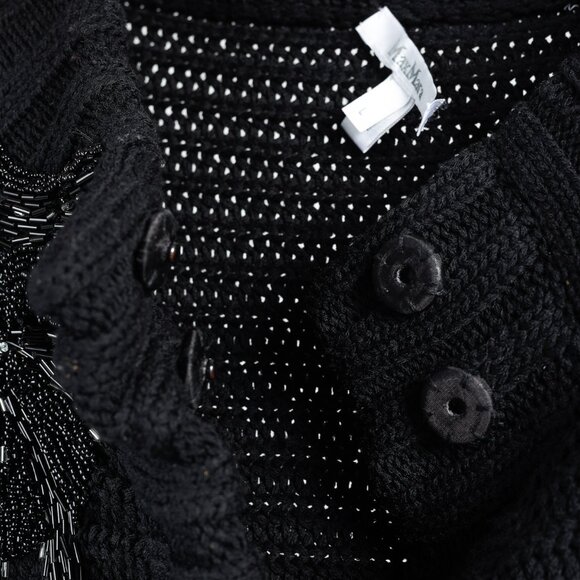 MaxMara Black Chunky Knit Beaded Boxy Cardigan - Picture 7 of 9